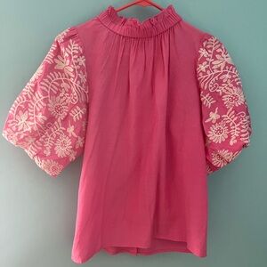 THML Pink Embroidered Women's Top